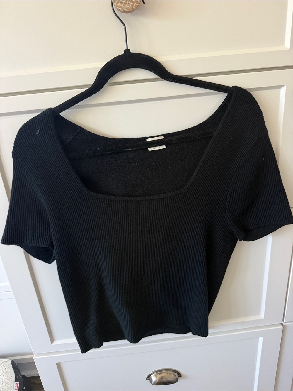 Abercrombie Black Ribbed Square Neck Top